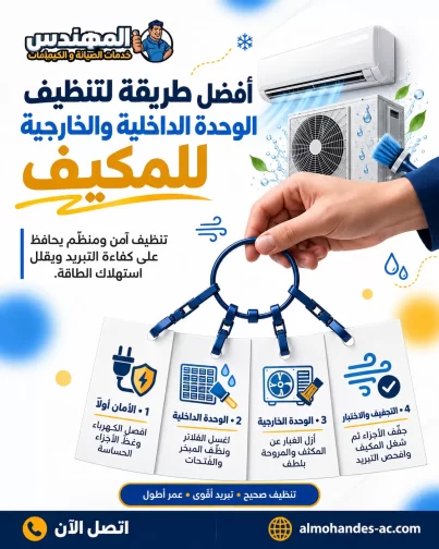 أفضل طريقة لتنظيف الوحدة الداخلية والخارجية للمكيف